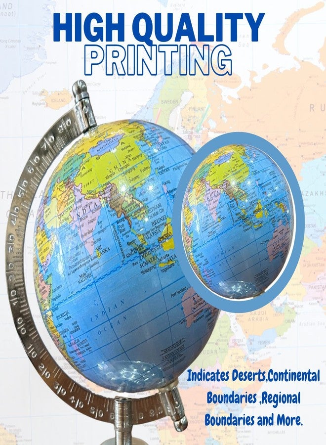 Magicwand【8" Inches ht with Magnifier】Political Educational Laminated Rotating World Globe with Metal Base - Image 3