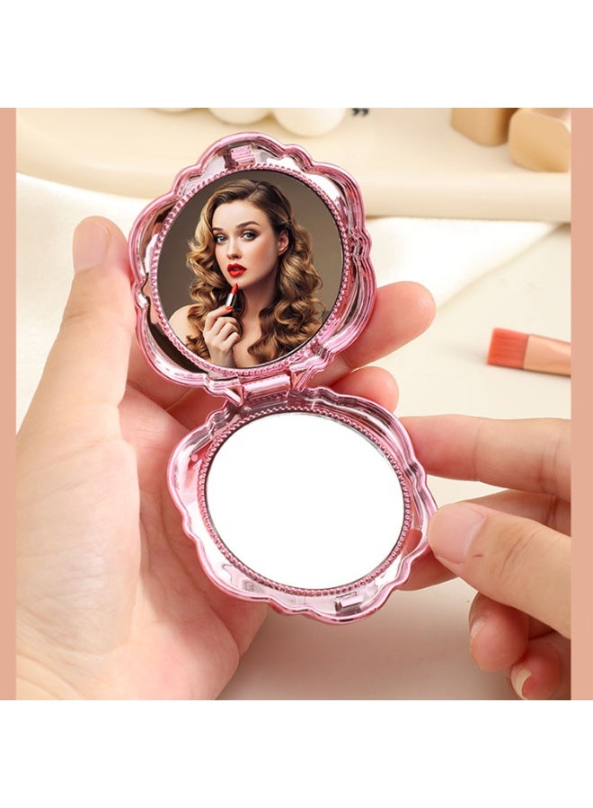 3 Pcs 3D Rose Foldable Makeup Compact Mirror, Electroplated Double Sided Pocket Flower Cosmetic Mirror, Portable Mini Travel Touch Up Mirror Silver Pink Rose Gold for Women Students Daily Use & Gift - Image 4