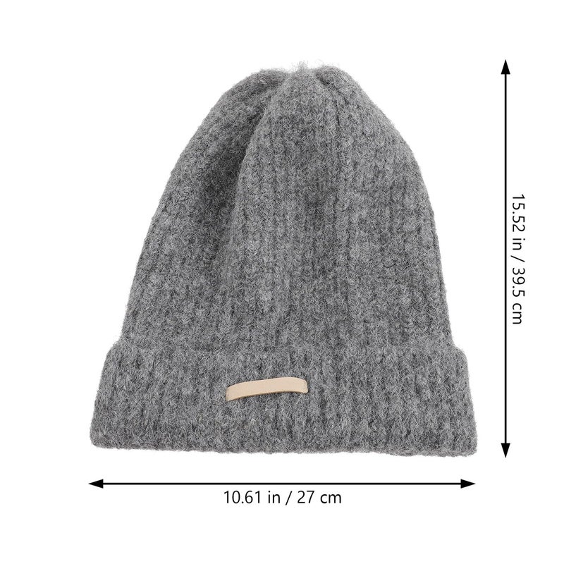 Oversized Knit Beanie Hat For Women Soft Gray Winter Warm Skullie Cap - Image 3