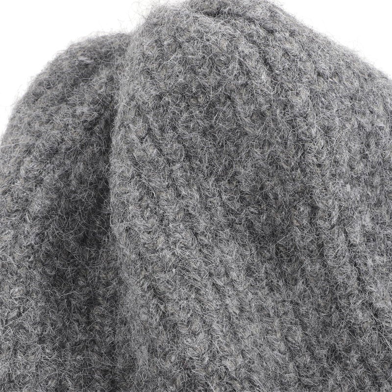 Oversized Knit Beanie Hat For Women Soft Gray Winter Warm Skullie Cap - Image 5