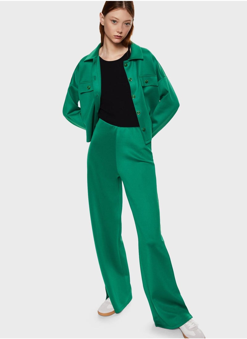 MANGO - High Waist Slit Pants - Image 1