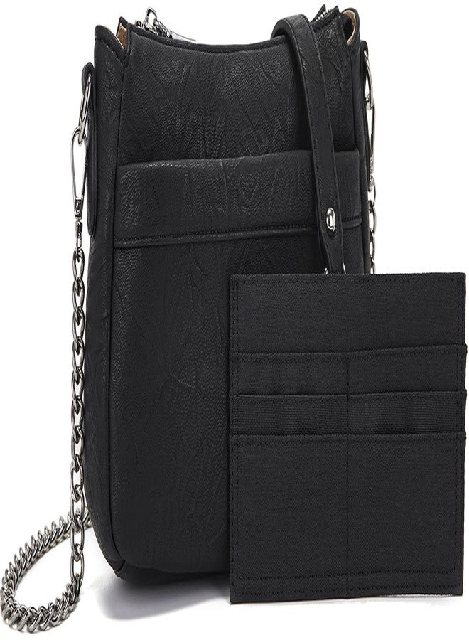 Idesort Small Crossbody Bag for Women Soft Vegan Leather Shoulder Purses Handbags with wallet Black - Image 1
