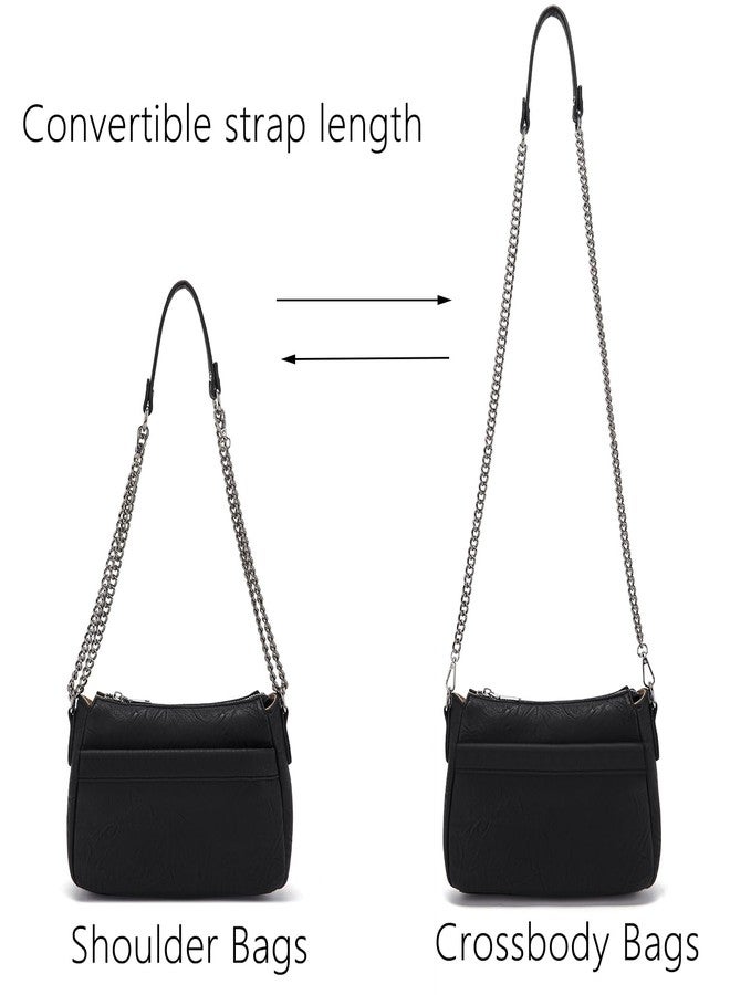 Idesort Small Crossbody Bag for Women Soft Vegan Leather Shoulder Purses Handbags with wallet Black - Image 3
