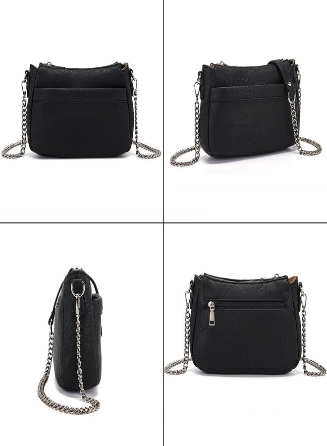 Idesort Small Crossbody Bag for Women Soft Vegan Leather Shoulder Purses Handbags with wallet Black - Image 5