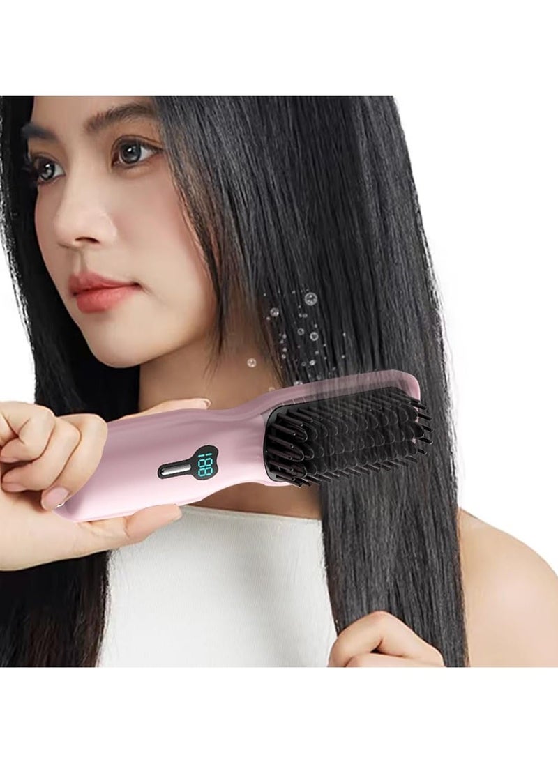 Portable Straightening Brush for Travel, Cordless Hair Straightener Comb, 11 Temperature Adjustment, Fast Heating, Create Hairstyles Anytime, Suitable for Different Hair Types - Image 1