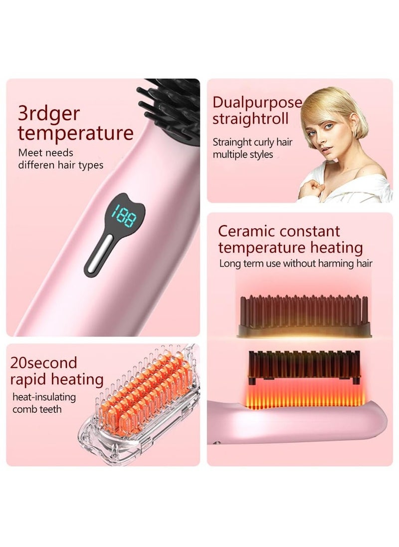 Portable Straightening Brush for Travel, Cordless Hair Straightener Comb, 11 Temperature Adjustment, Fast Heating, Create Hairstyles Anytime, Suitable for Different Hair Types - Image 3