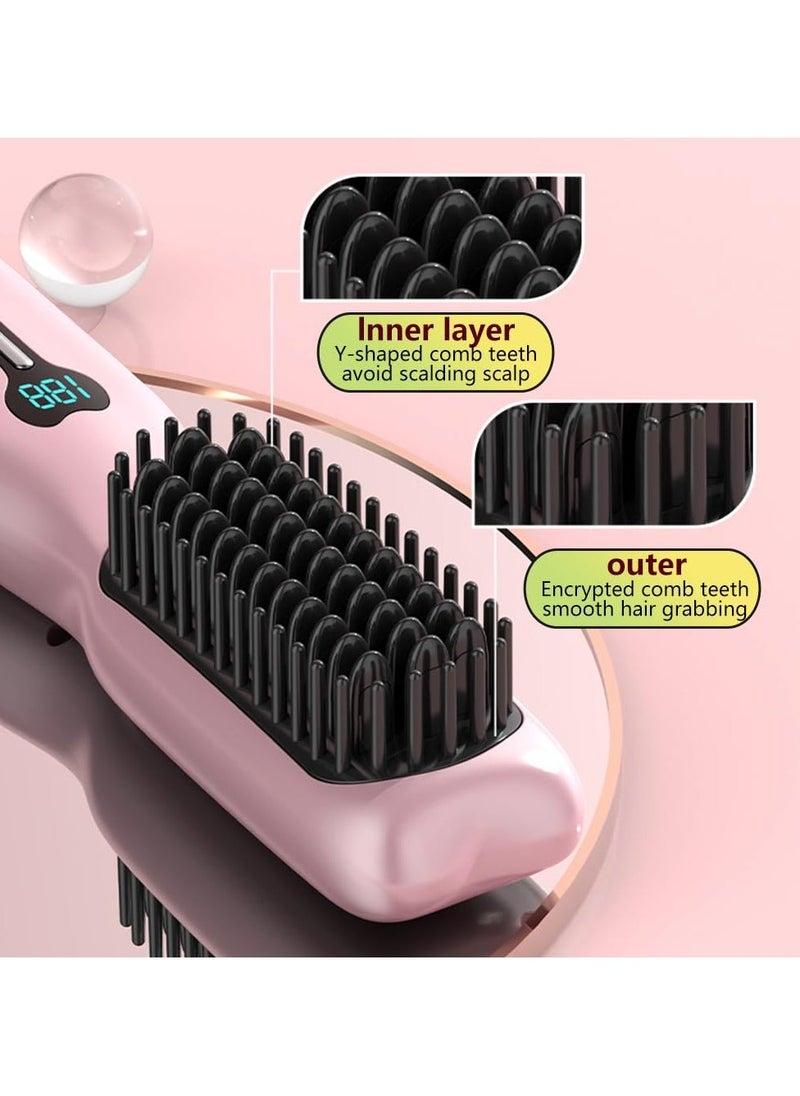 Portable Straightening Brush for Travel, Cordless Hair Straightener Comb, 11 Temperature Adjustment, Fast Heating, Create Hairstyles Anytime, Suitable for Different Hair Types - Image 5