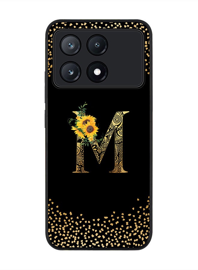 Stylizedd Rugged Black Edge Case for Xiaomi Poco X6 Pro Case Cover- Custom Monogram Initial Letter Mandala Floral Pattern Alphabet - M(Black) - Image 1