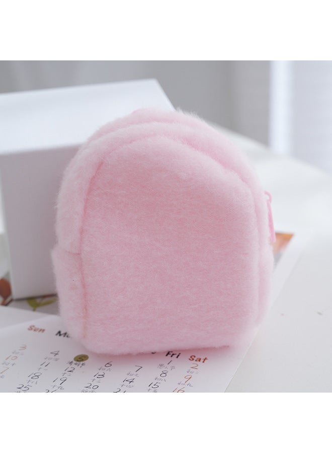 Glossy Coin Purse Solid Color Long Wool PE Cotton Filled Fresh Macaron Color Lace-up Zipper Plush Coin Purse-Color:Maomao School Bag Blue-Size:10*10