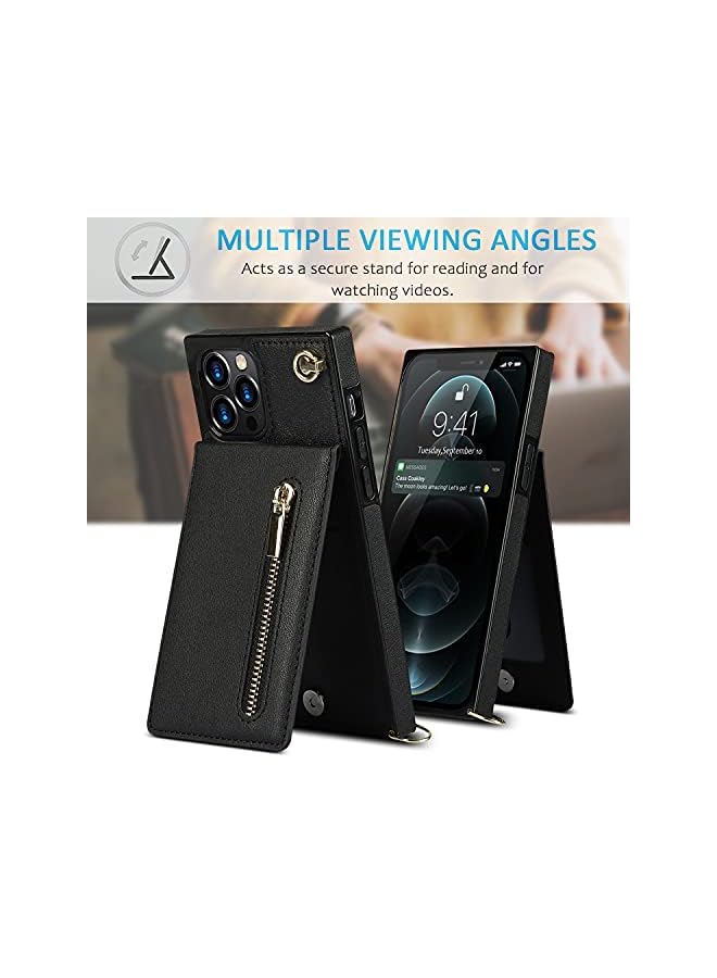 Motim Crossbody Wallet Phone Case for iPhone 14 Pro Max, Premium Leather Back Kickstand Shockproof Cover with Strap Card Slots for Women - Image 5