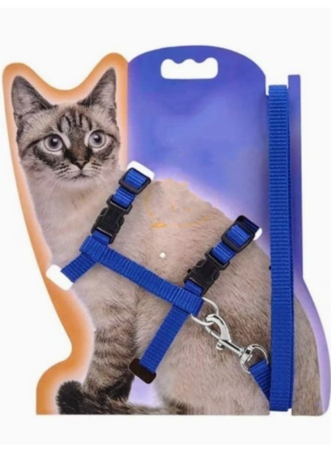 Adjustable Nylon Pet Cat Puppy Harness with Lead Leash Strap Belt Safety Rope - Image 1