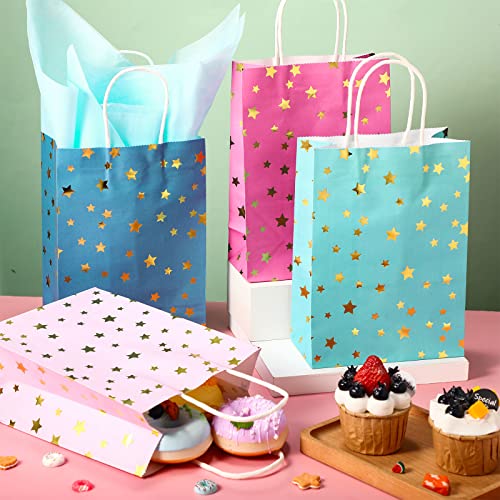 Pajean 16 Pack Star Theme Party Favor Bags with Handle Mini Kraft Paper Gift Goodie Bags with Tissues Party Supplies for Birthday Wedding Bridal Baby Shower Crafts - Image 4