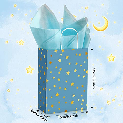 Pajean 16 Pack Star Theme Party Favor Bags with Handle Mini Kraft Paper Gift Goodie Bags with Tissues Party Supplies for Birthday Wedding Bridal Baby Shower Crafts - Image 2