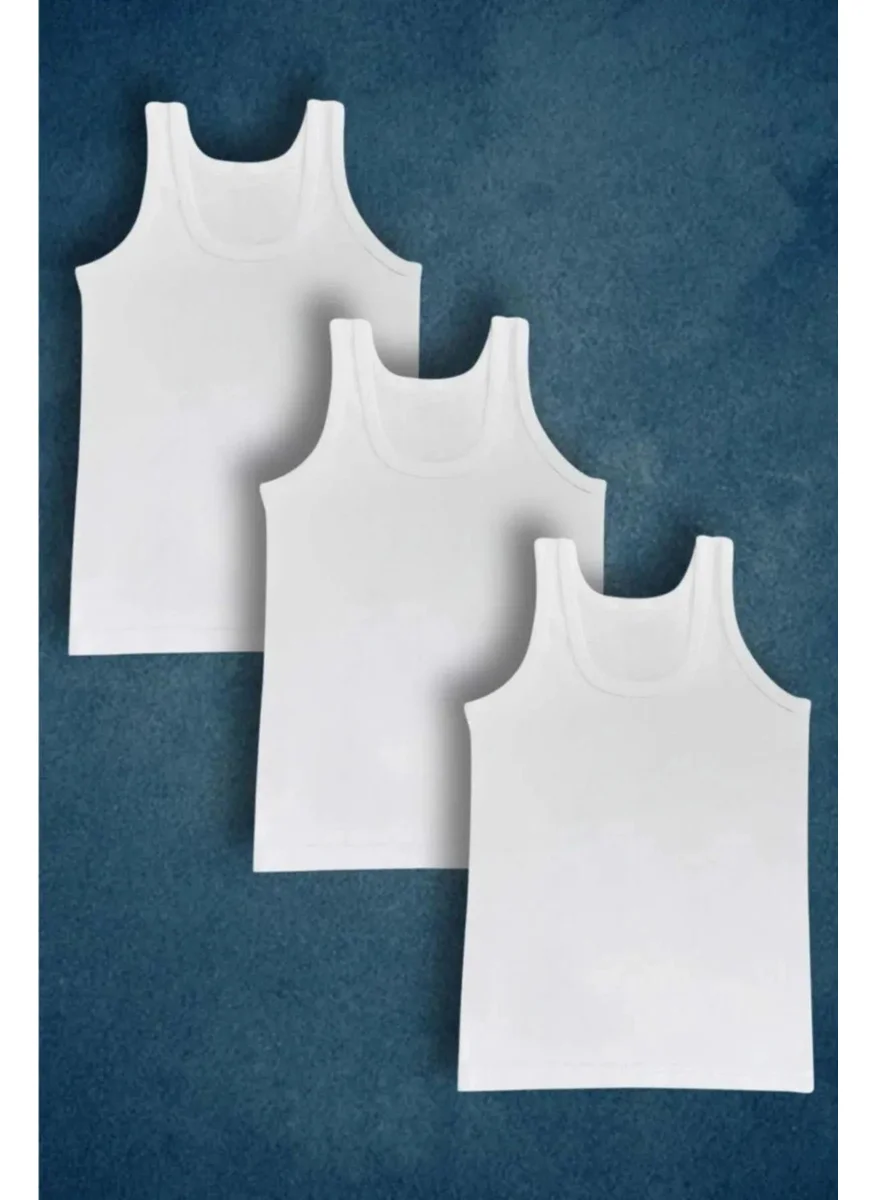 HMD 515X3 Boy's 3-Piece Ribbed Thick Strap Undershirt-White