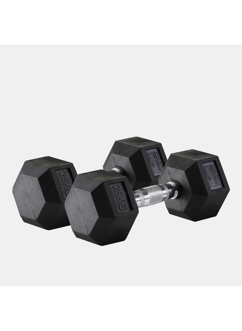 بودي سكلبتشر Hex Rubber Dumbbell - 25Kg (1 Pair)