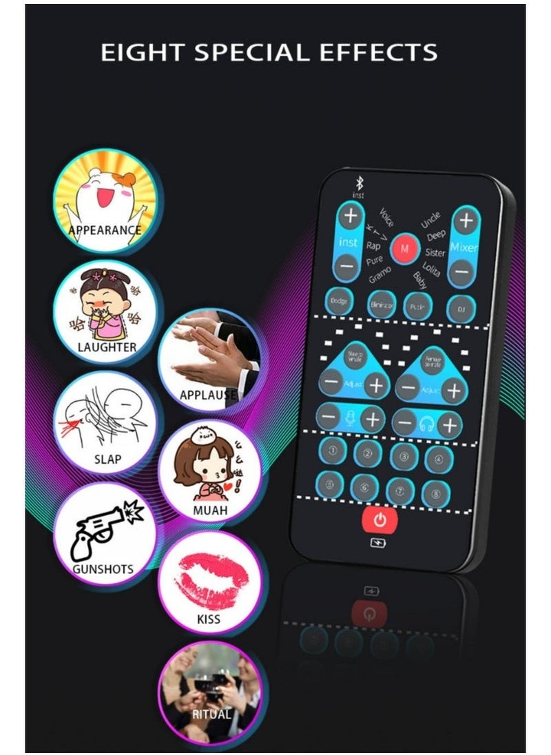 Arabest Live Sound Card Voice Changer,Handheld Sound Card Mini Voice Changer Device 8 Fixed Sound Effects Plug and Play,Gaming Recording,for Mobile Phone Computer  - Image 2
