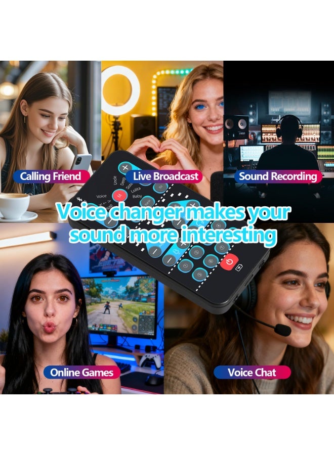 Arabest Live Sound Card Voice Changer,Handheld Sound Card Mini Voice Changer Device 8 Fixed Sound Effects Plug and Play,Gaming Recording,for Mobile Phone Computer - Image 5