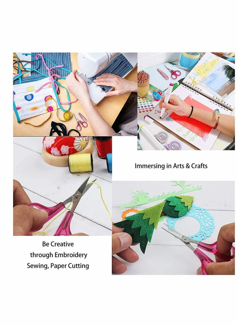 Y&D High Precision Detail Scissors Set, Stainless Steel Craft Set with Straight, Precise Tips and Safety Cap for Paper Cutting Sewing Crafting Quilting, 2 Pcs, Pink Purple - Image 2