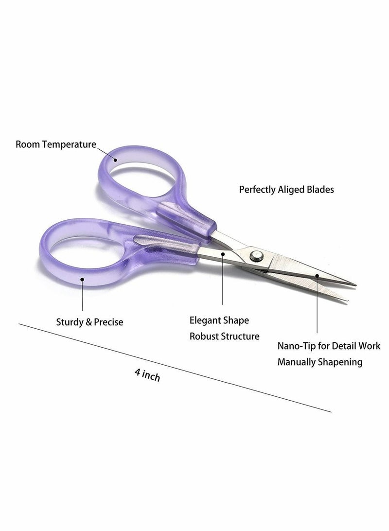 Y&D High Precision Detail Scissors Set, Stainless Steel Craft Set with Straight, Precise Tips and Safety Cap for Paper Cutting Sewing Crafting Quilting, 2 Pcs, Pink Purple - Image 3