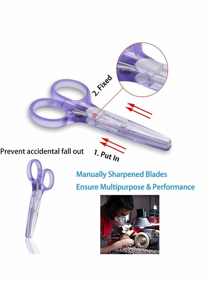 Y&D High Precision Detail Scissors Set, Stainless Steel Craft Set with Straight, Precise Tips and Safety Cap for Paper Cutting Sewing Crafting Quilting, 2 Pcs, Pink Purple - Image 4