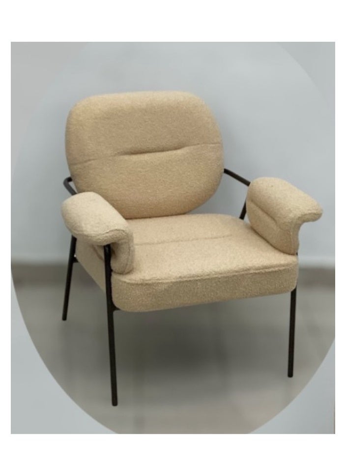 SMART HOME Dining Chair Set Consisting Of Two Chairs, A Comfortable And Modern Padded Chair For The Living Room, A Luxurious Dining Chair With A Modern And Comfortable Design - High-Quality Fabric Upholstery In Dark Beige Color - Durable Metal Legs In Black - Ideal For Dining Rooms, Restaurants, And Cafes  - Image 4