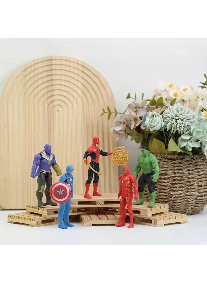 MARVEL 5pcs Slimline Spider-Man Avengers Captain America Hulk Thanos Action Figure Set - Image 1