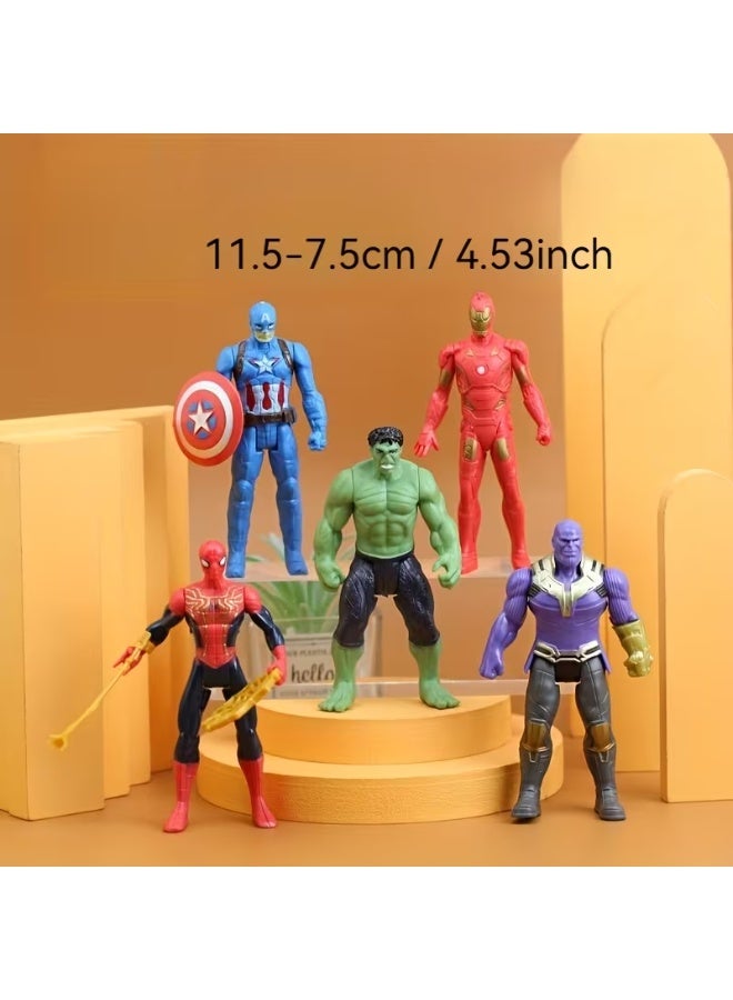 MARVEL 5pcs Slimline Spider-Man Avengers Captain America Hulk Thanos Action Figure Set - Image 4