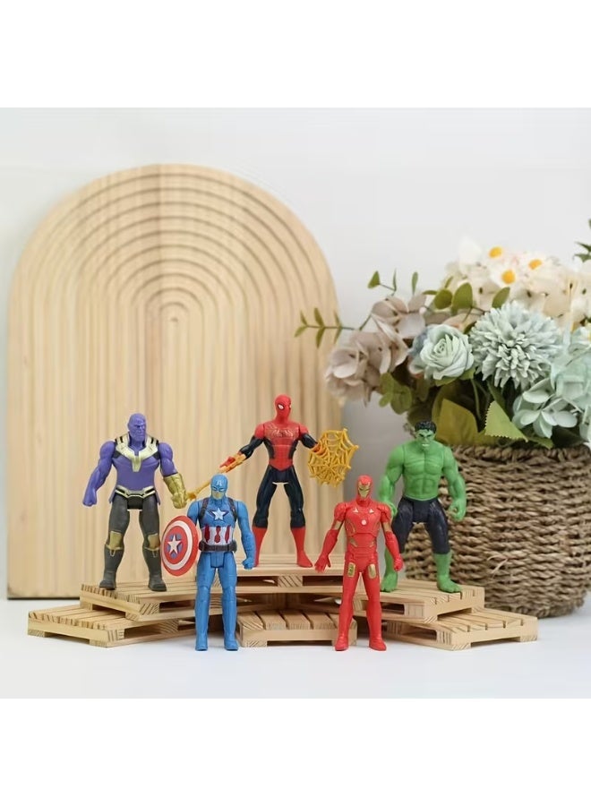 MARVEL 5pcs Slimline Spider-Man Avengers Captain America Hulk Thanos Action Figure Set - Image 2