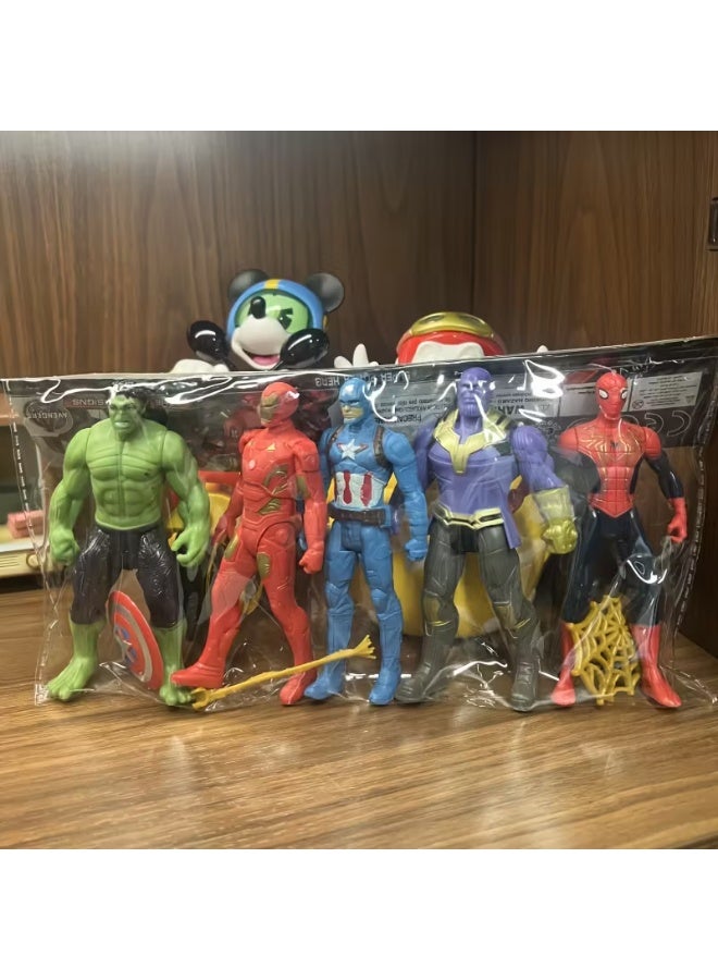 MARVEL 5pcs Slimline Spider-Man Avengers Captain America Hulk Thanos Action Figure Set - Image 3