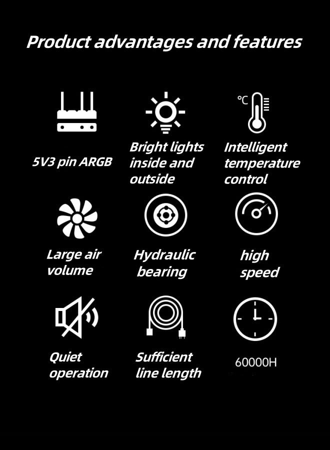 M MIAOYAN New ARGB fan 12cm chassis cooling fan desktop computer air cooling fan - Image 3