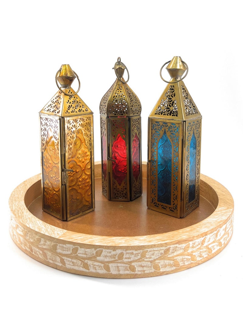 Souq DESIGNS سوق ديزاينز صينية تقديم صينية تزيين خشبية على سطح الطاولة، أطباق عيد الميلاد المستديرة، طبق تقديم، صينية كيك خشبية، طبق تقديم، صينية خشبية، صينية من الخيزران، منظم المطبخ  - Image 3