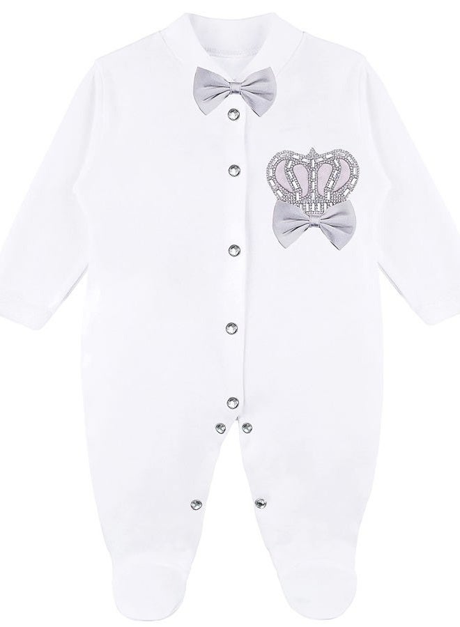 Lilax Baby Boy Jewels Crown Layette 4 Piece Gift Set 0-3 Months, Gray, 0-3 months - Image 3