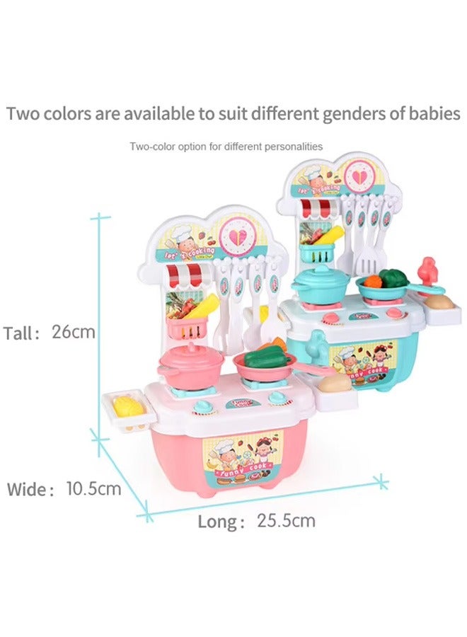 الدليبن مجموعة ألعاب التظاهر باللعب بالمطبخ، ألعاب مطبخ محاكاة منزلية للأطفال، أدوات مائدة طبخ للأطفال، أطقم أدوات مطبخ صغيرة، للأولاد والبنات والأطفال （الأزرق） - Image 2