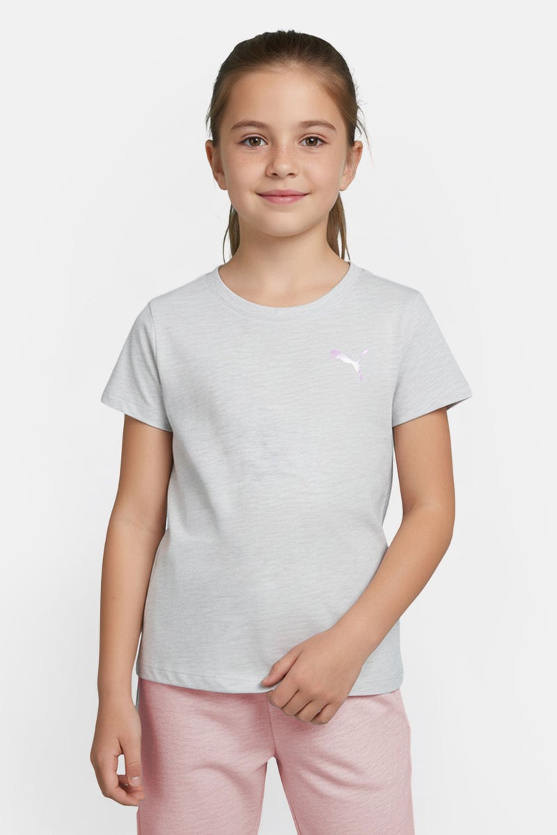 PUMA Kids Girl Sportswear Fit Short Sleeve Outdoor T-Shirt, Grey - Image 1