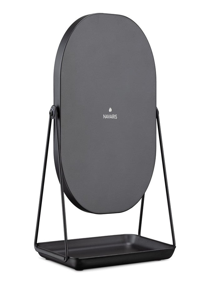 Navaris Vanity Mirror with Tray - Table Top Mirror with Metal Stand and Storage - 7" x 9" Mirror Size - For Makeup, Tabletop, Desk - Black Finish - Image 5