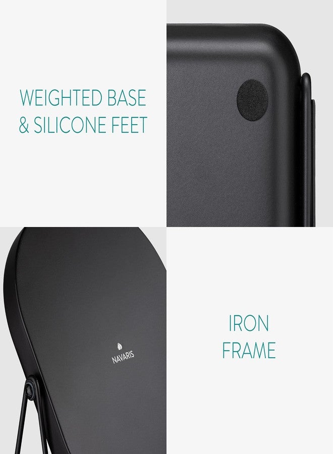 Navaris Vanity Mirror with Tray - Table Top Mirror with Metal Stand and Storage - 7" x 9" Mirror Size - For Makeup, Tabletop, Desk - Black Finish - Image 3