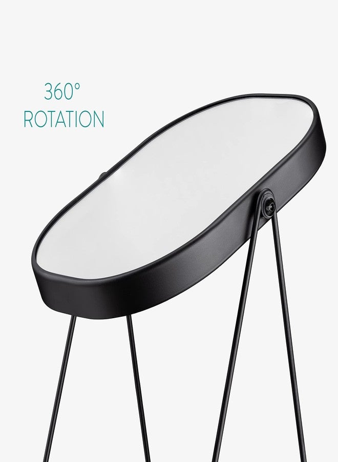 Navaris Vanity Mirror with Tray - Table Top Mirror with Metal Stand and Storage - 7" x 9" Mirror Size - For Makeup, Tabletop, Desk - Black Finish - Image 4