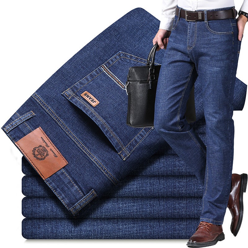 2025 New Mens Jeans Spring and Autumn Loose Straight Trousers Youth Popular Casual Stretch Boys Pants 6329#Blue 