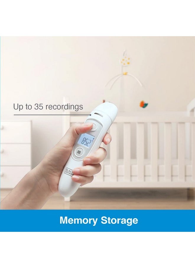 BLACK+DECKER - BLACK+DECKER 3-in-1 Infrared Thermometer for Kids and Adults with Fever Alarm, Forehead/Ear/Object Modes, Mute Function for Sleeping Babies, Fast Response Time and Auto Shutdown (BDXTMB100), White - Image 1
