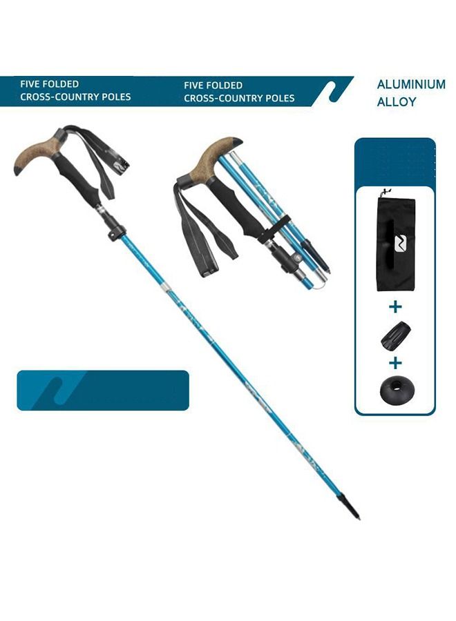Arabest Aluminum Trekking Poles, Ultra Light Collapsible Walking Sticks, Outdoor Hiking Poles for Seniors, 5 Fold Design, Quick Lock, Curved Handle, with Storage Bag  - Image 1