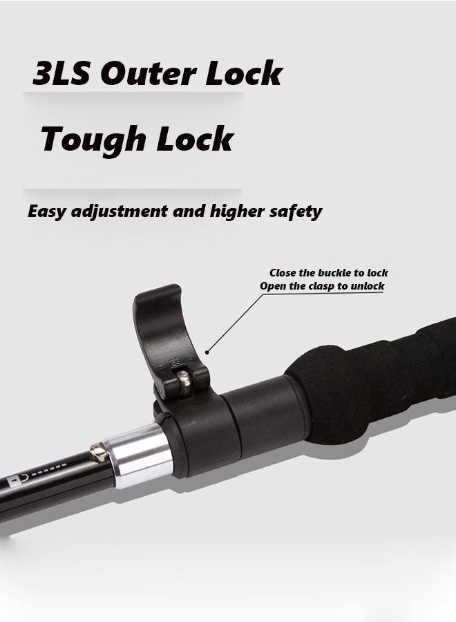 Arabest Aluminum Trekking Poles, Ultra Light Collapsible Walking Sticks, Outdoor Hiking Poles for Seniors, 5 Fold Design, Quick Lock, Curved Handle, with Storage Bag  - Image 3