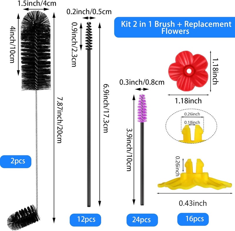 Perthlin 38 Pcs Hummingbird Feeder Cleaning Brush Set with Replacement Flowers - Image 2