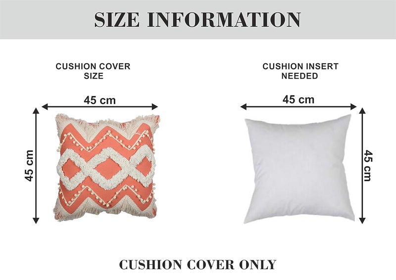 IMPEXART PVT LTD 18 X 18 Inches Cotton Boho Shaggy Square Super Soft Geometric Cushion Cover for Decor Couch Sofa Bedroom Living Room Farmhouse Indoor Outdoor - Image 5