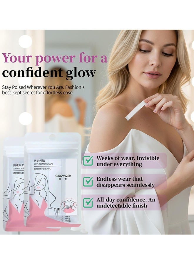 180 Strips Double Sided Invisible Garment Tape, Waterproof Strong Adhesive Body Tape, Skin Friendly Clear Modesty Tape for Dresses Gowns Neckline Anti-Wardrobe Malfunction - Image 3