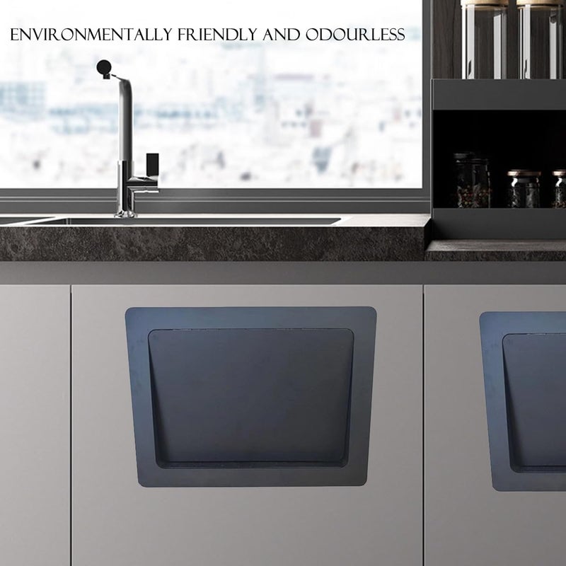 Trash Bin Cover Flush Built-in, Stainless Steel Cupboard Waste bin Lid Built-in Cupboard Rubbish bin Lid,Rubbish bin lid Square Metal Wall Mounted Compost Workt,Black - Image 4