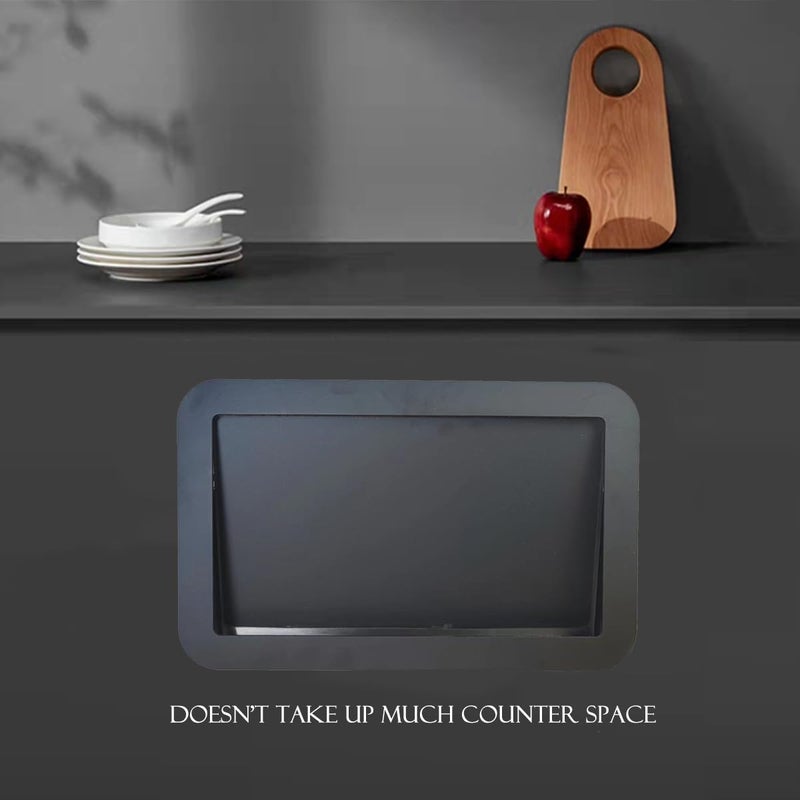 Trash Bin Cover Flush Built-in, Stainless Steel Cupboard Waste bin Lid Built-in Cupboard Rubbish bin Lid,Rubbish bin lid Square Metal Wall Mounted Compost Workt,Black - Image 2
