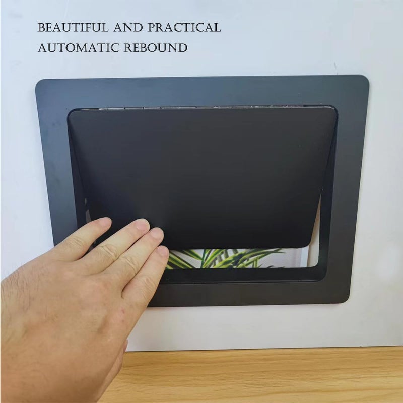 Trash Bin Cover Flush Built-in, Stainless Steel Cupboard Waste bin Lid Built-in Cupboard Rubbish bin Lid,Rubbish bin lid Square Metal Wall Mounted Compost Workt,Black - Image 5