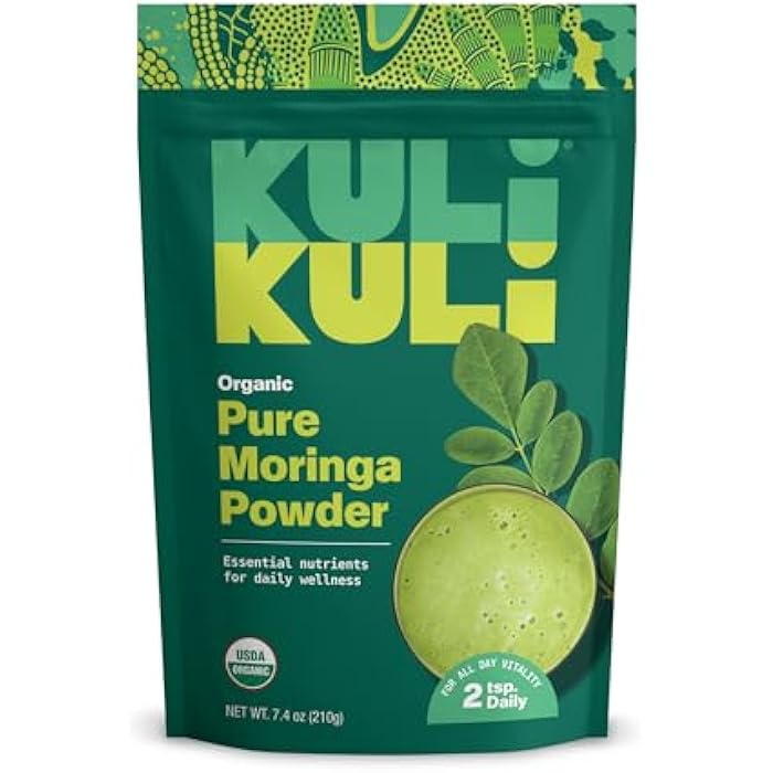 Kuli Kuli مسحوق أوراق المورينغا العضوي كولي كولي ومشروب أخضر، 100% نقي معتمد من وزارة الزراعة الأمريكية وغير معدّل وراثيًا، رائع مع العصائر والشاي والطعام، 1 عبوة - Image 1