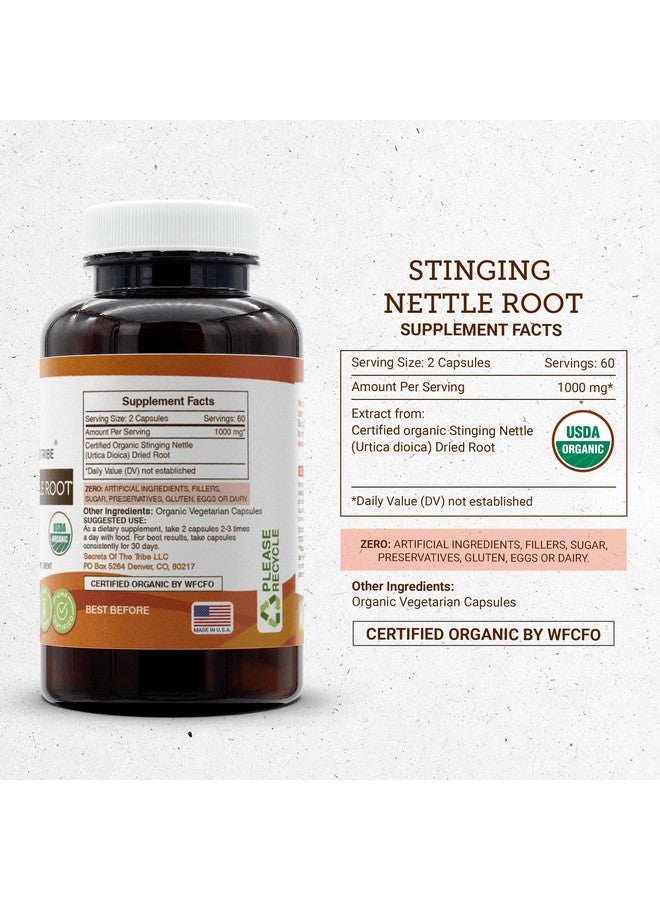 Secrets of the Tribe Stinging Nettle Root USDA Organic 120 Capsules | Made with Organic Vegetarian Capsules and Organic Stinging Nettle (Urtica Dioica) Dried Root (120 Capsules) - Image 4