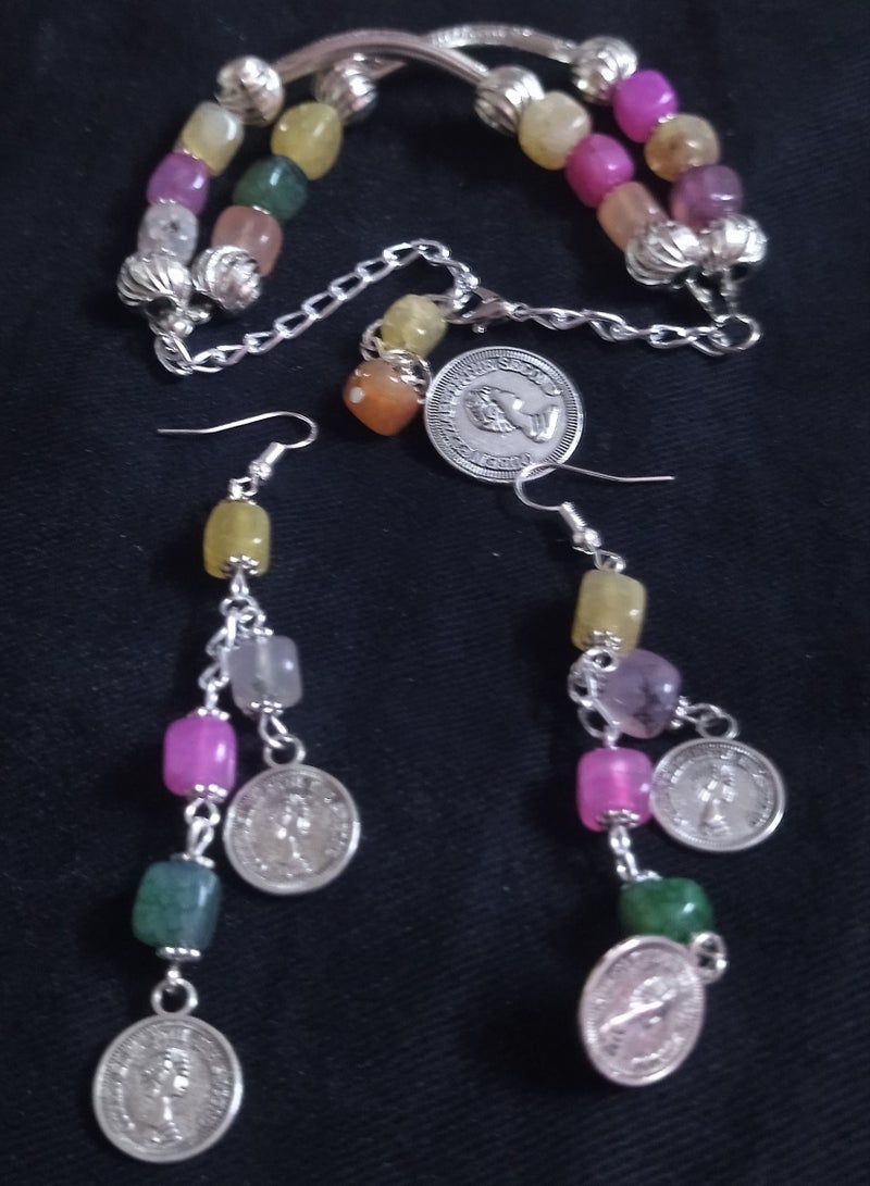 R&R Multi-colored women's set of natural amethyst and nickel silver - Image 4